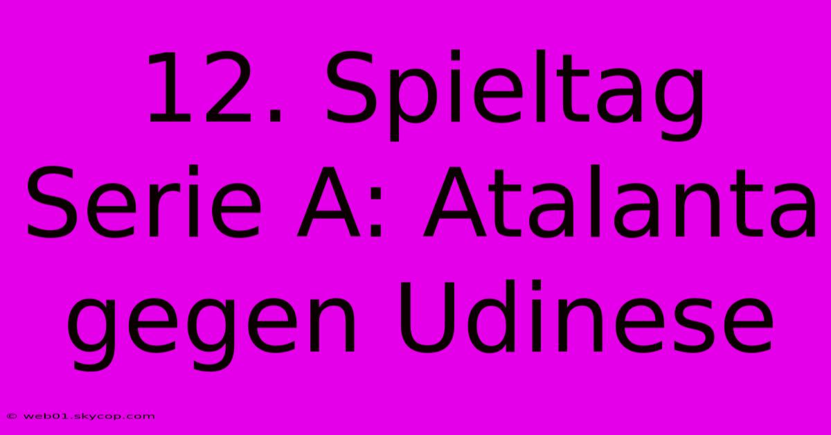 12. Spieltag Serie A: Atalanta Gegen Udinese