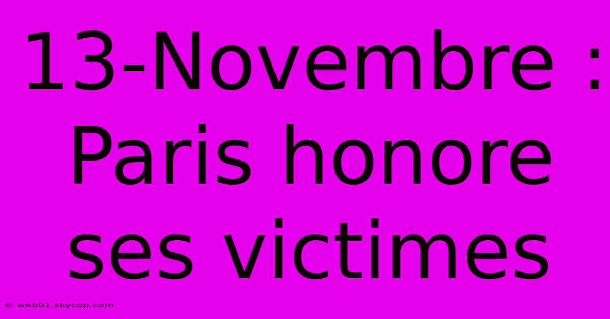 13-Novembre : Paris Honore Ses Victimes 