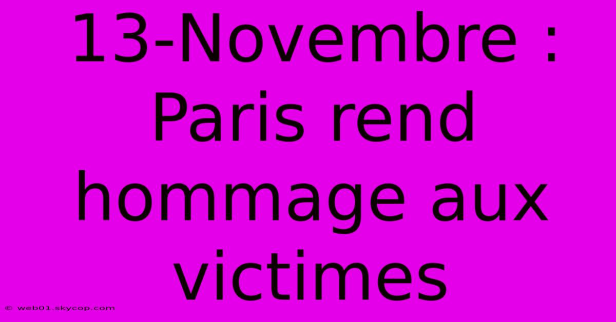 13-Novembre : Paris Rend Hommage Aux Victimes 