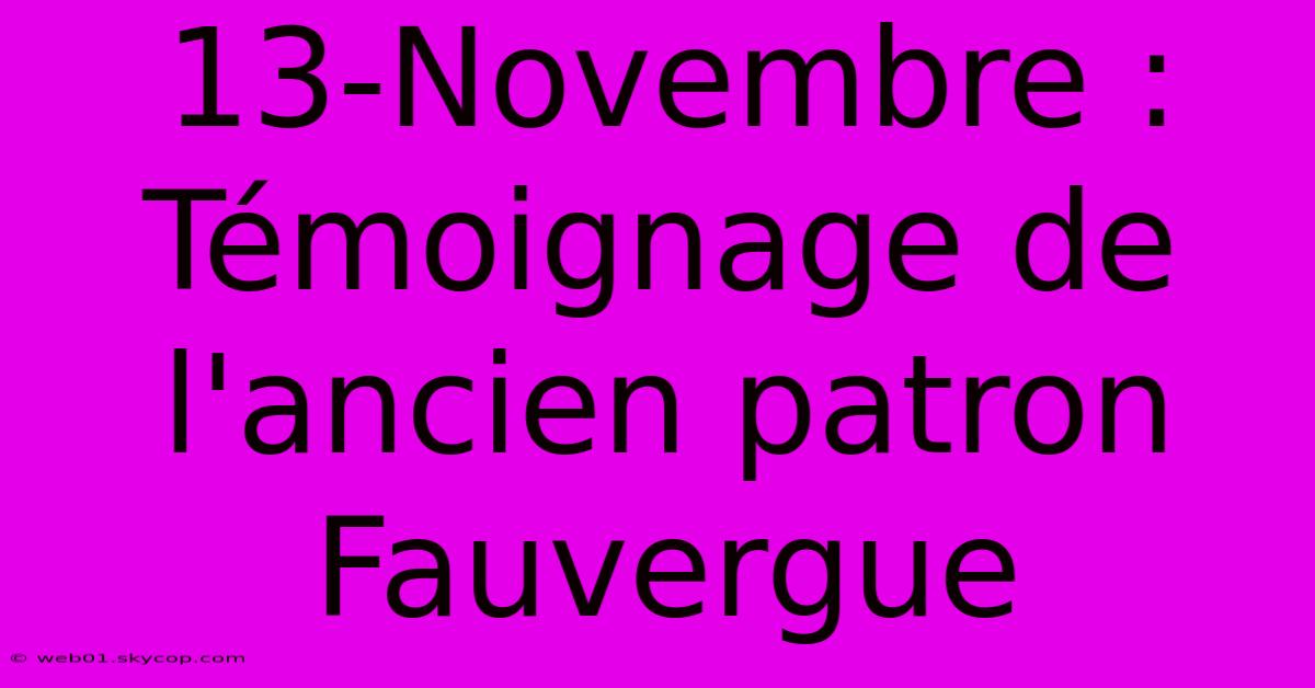 13-Novembre : Témoignage De L'ancien Patron Fauvergue