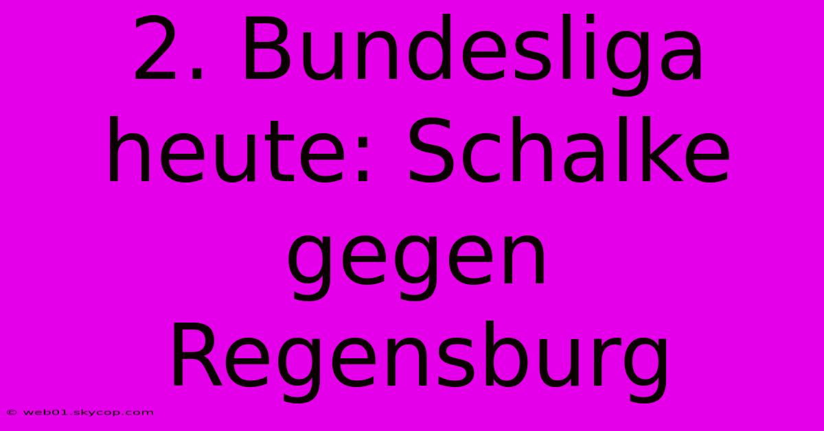 2. Bundesliga Heute: Schalke Gegen Regensburg