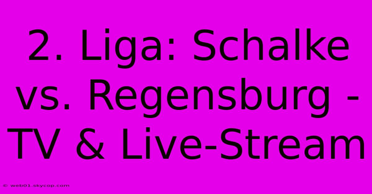 2. Liga: Schalke Vs. Regensburg - TV & Live-Stream