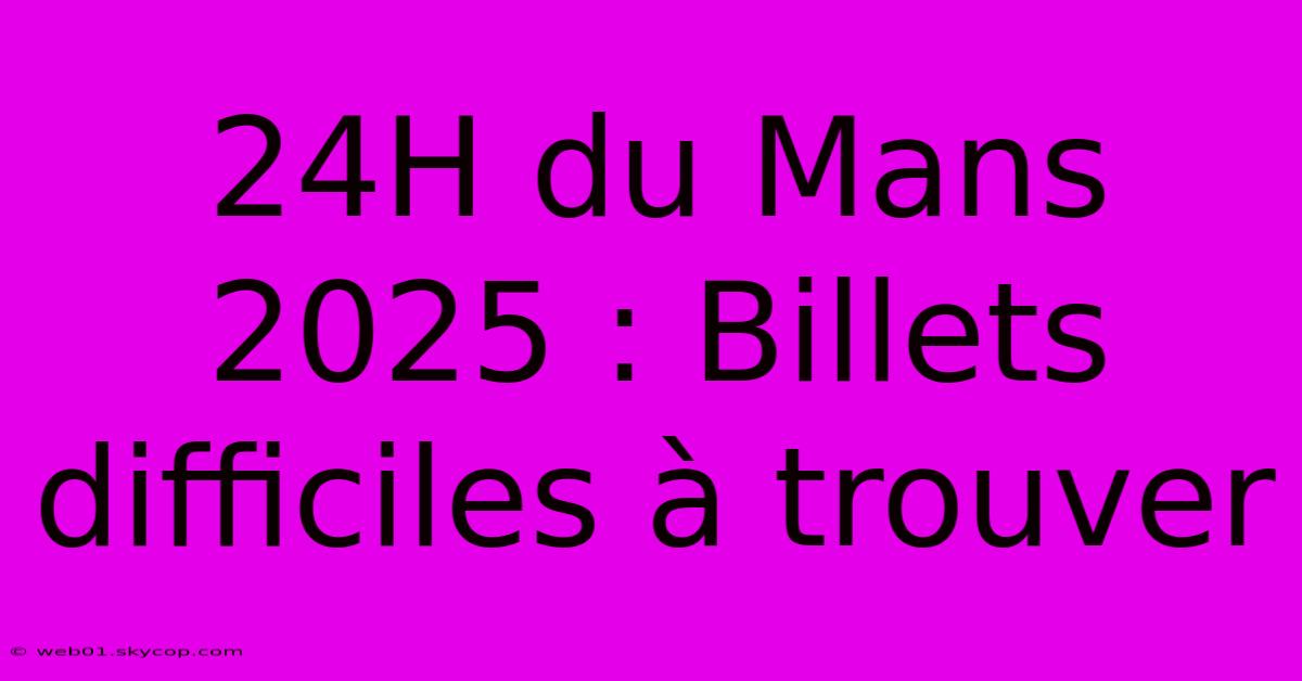 24H Du Mans 2025 : Billets Difficiles À Trouver