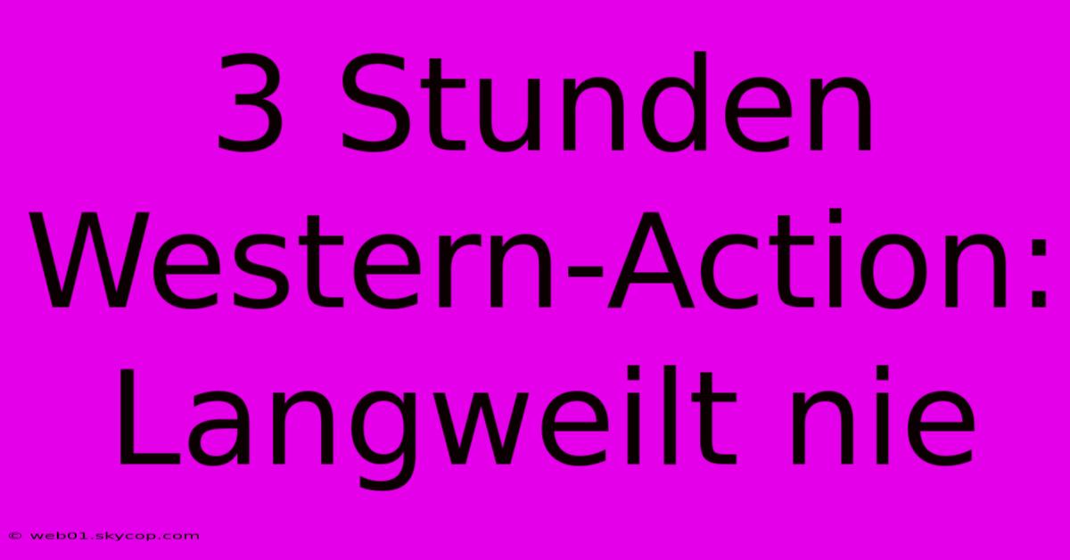 3 Stunden Western-Action: Langweilt Nie