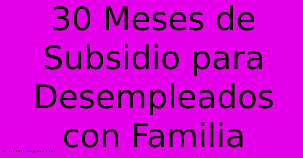 30 Meses De Subsidio Para Desempleados Con Familia 