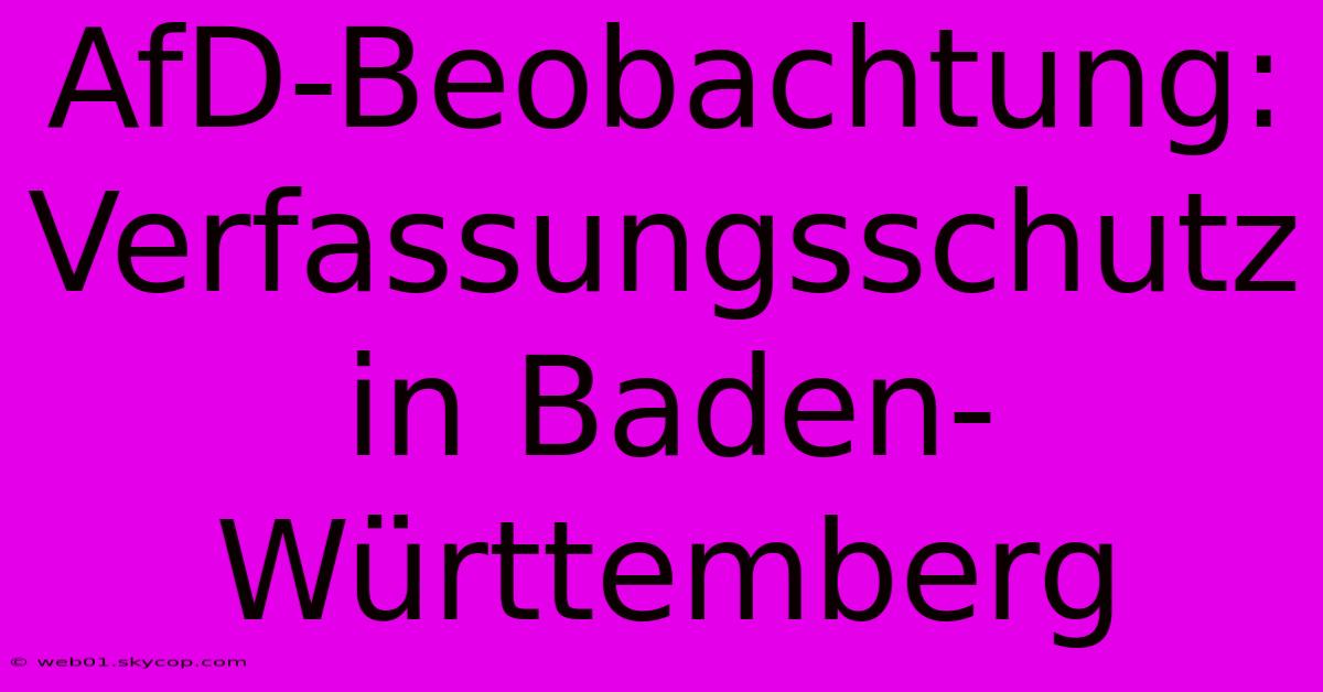 AfD-Beobachtung: Verfassungsschutz In Baden-Württemberg