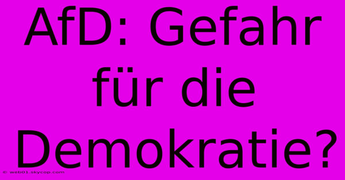 AfD: Gefahr Für Die Demokratie? 