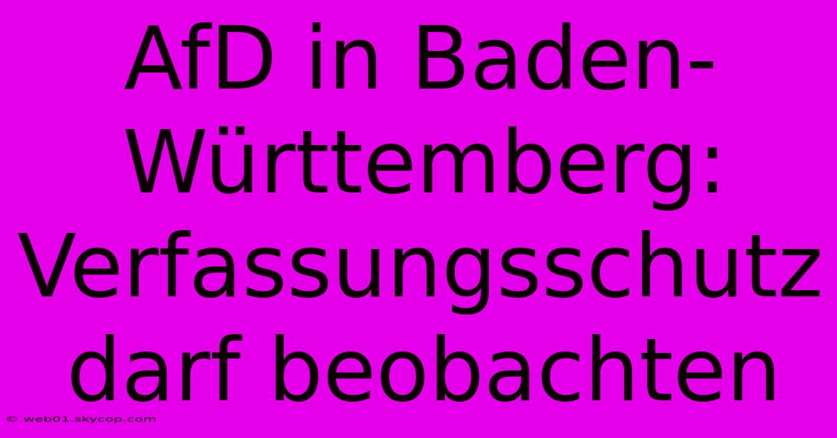 AfD In Baden-Württemberg: Verfassungsschutz Darf Beobachten