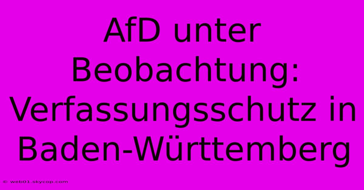 AfD Unter Beobachtung: Verfassungsschutz In Baden-Württemberg