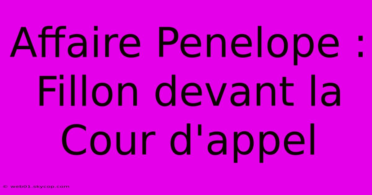 Affaire Penelope : Fillon Devant La Cour D'appel