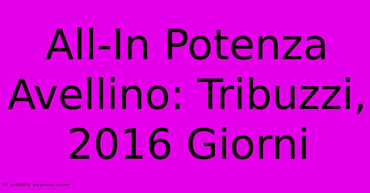 All-In Potenza Avellino: Tribuzzi, 2016 Giorni