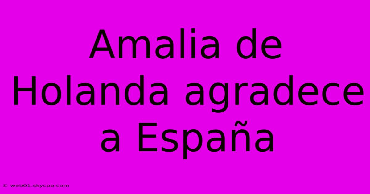 Amalia De Holanda Agradece A España