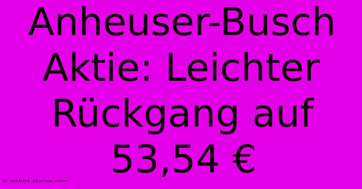 Anheuser-Busch Aktie: Leichter Rückgang Auf 53,54 €