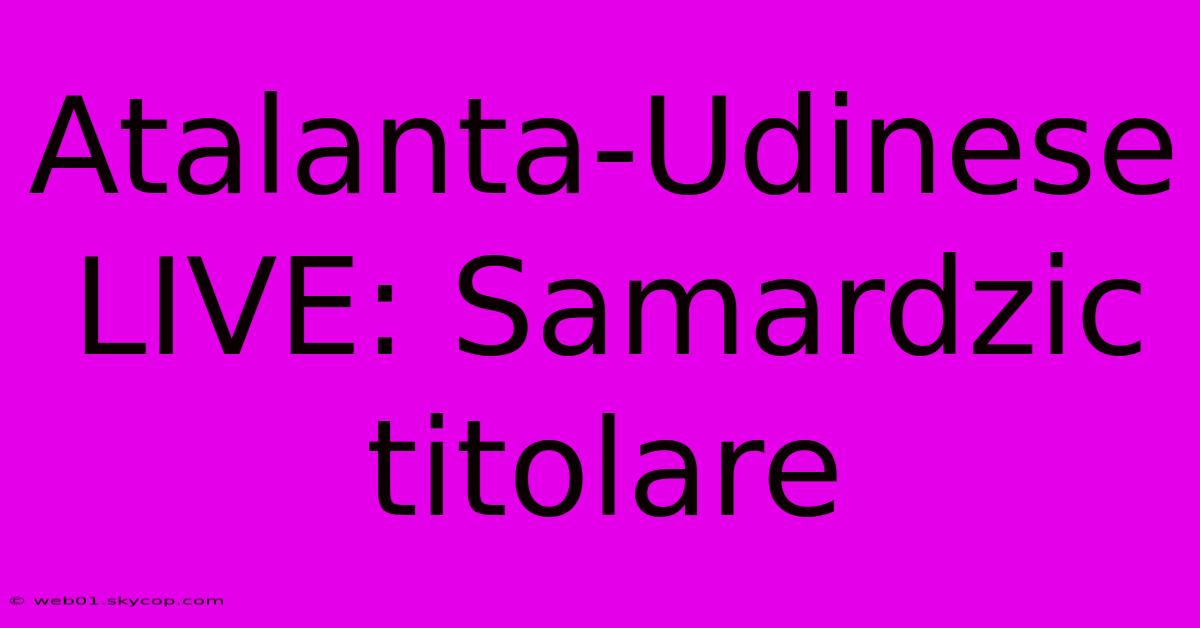 Atalanta-Udinese LIVE: Samardzic Titolare