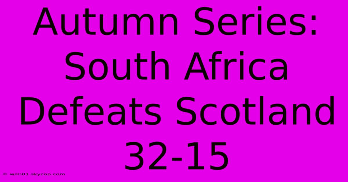 Autumn Series: South Africa Defeats Scotland 32-15 