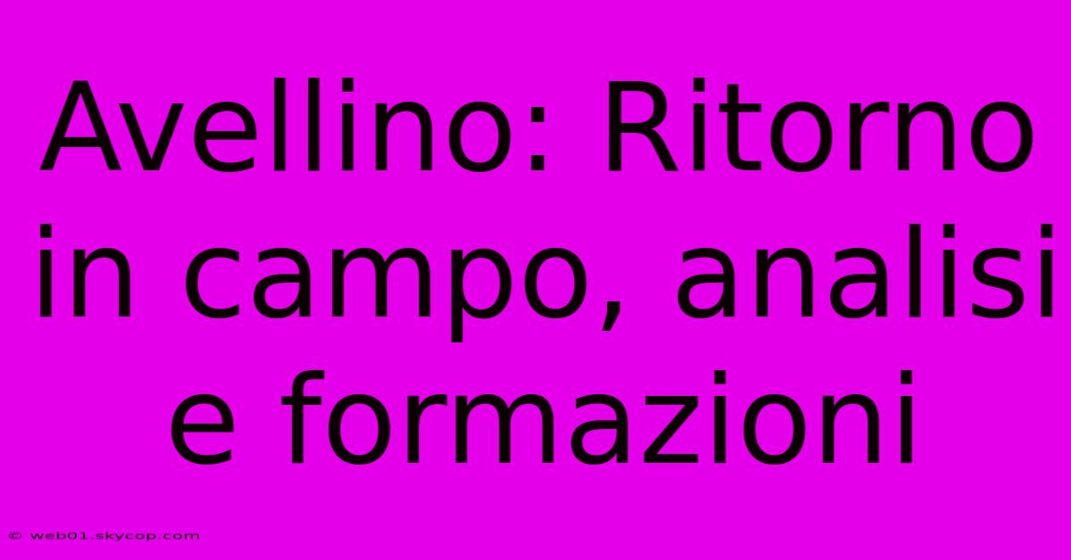 Avellino: Ritorno In Campo, Analisi E Formazioni