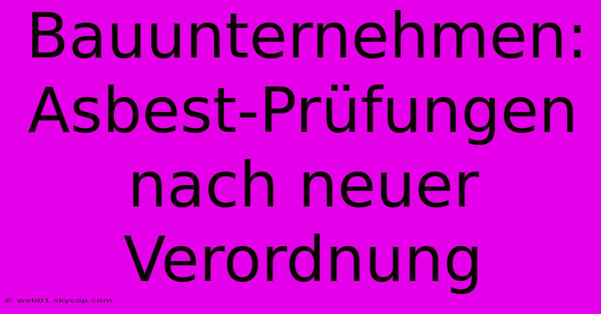 Bauunternehmen: Asbest-Prüfungen Nach Neuer Verordnung 