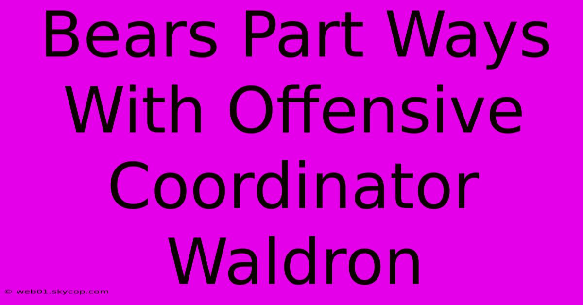 Bears Part Ways With Offensive Coordinator Waldron