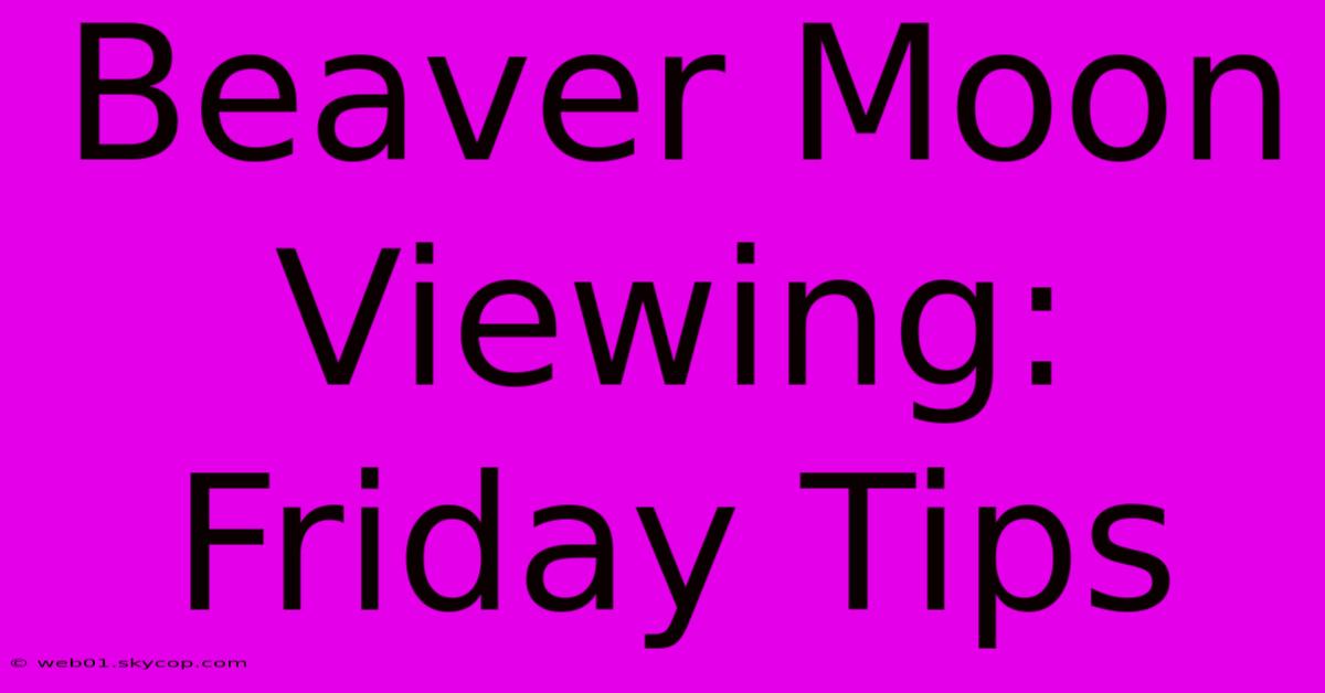 Beaver Moon Viewing: Friday Tips 