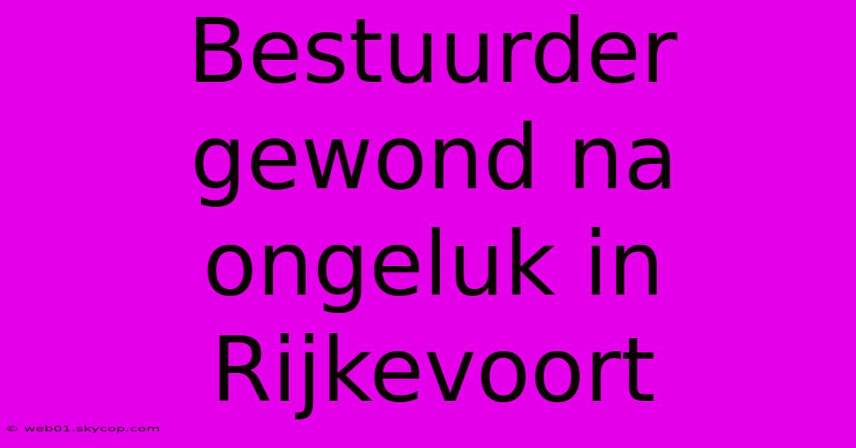 Bestuurder Gewond Na Ongeluk In Rijkevoort