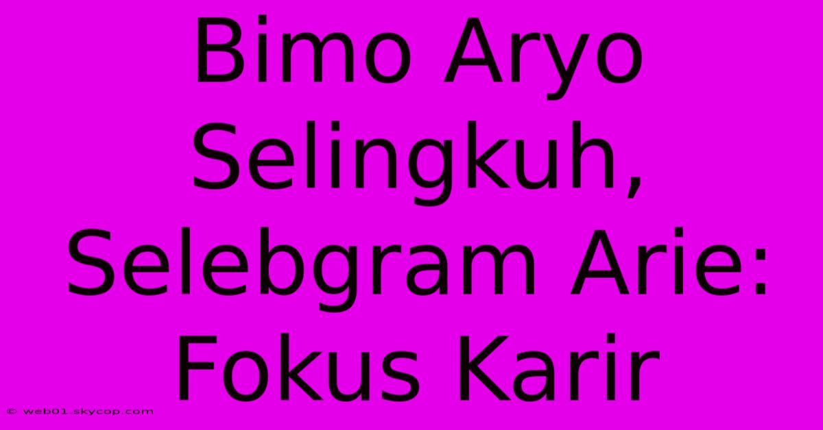 Bimo Aryo Selingkuh, Selebgram Arie: Fokus Karir 