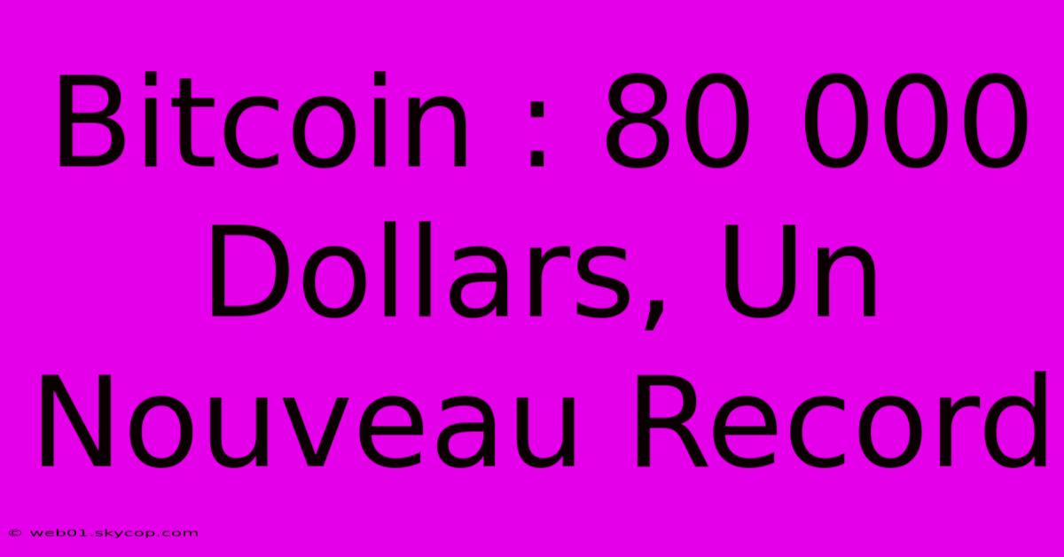 Bitcoin : 80 000 Dollars, Un Nouveau Record