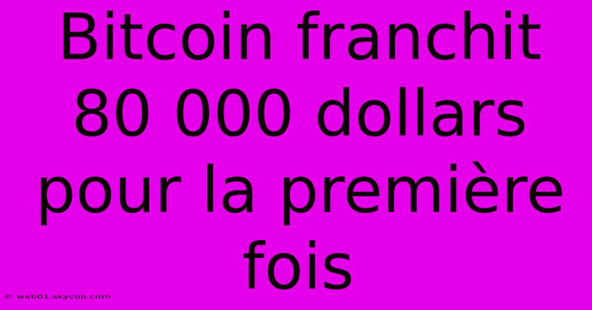 Bitcoin Franchit 80 000 Dollars Pour La Première Fois