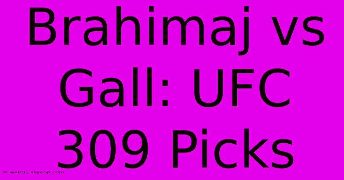 Brahimaj Vs Gall: UFC 309 Picks