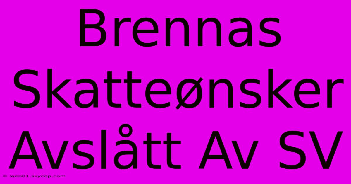 Brennas Skatteønsker Avslått Av SV