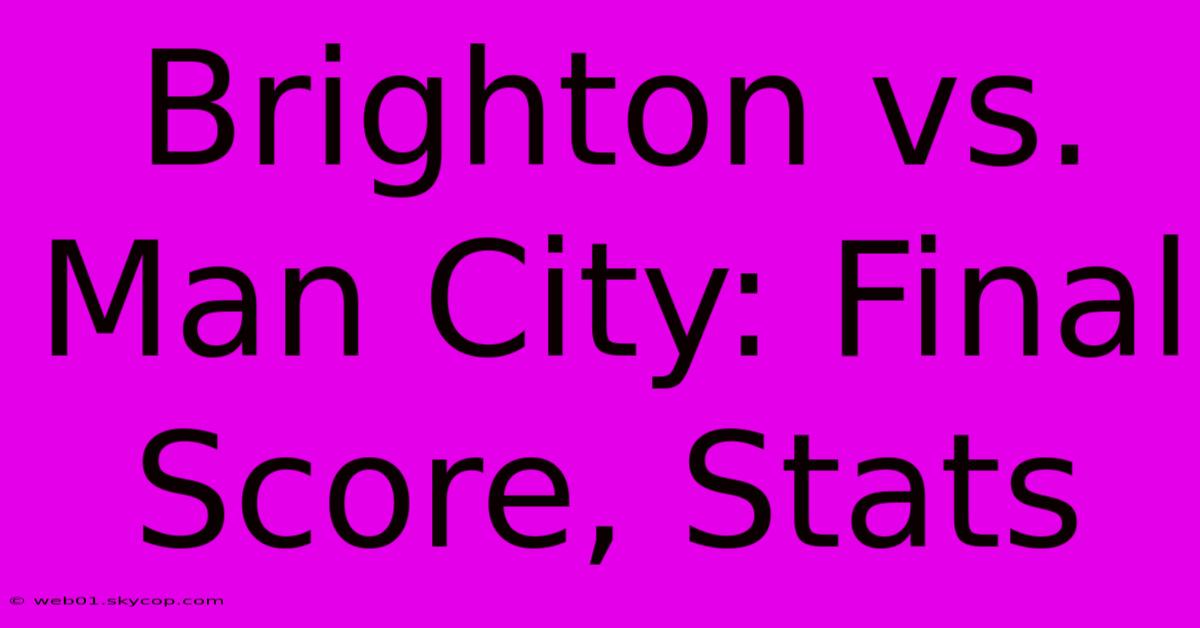 Brighton Vs. Man City: Final Score, Stats