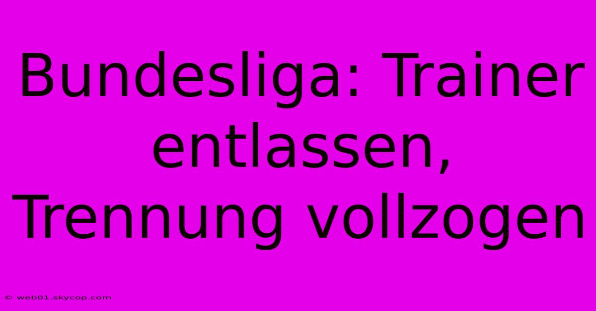 Bundesliga: Trainer Entlassen, Trennung Vollzogen