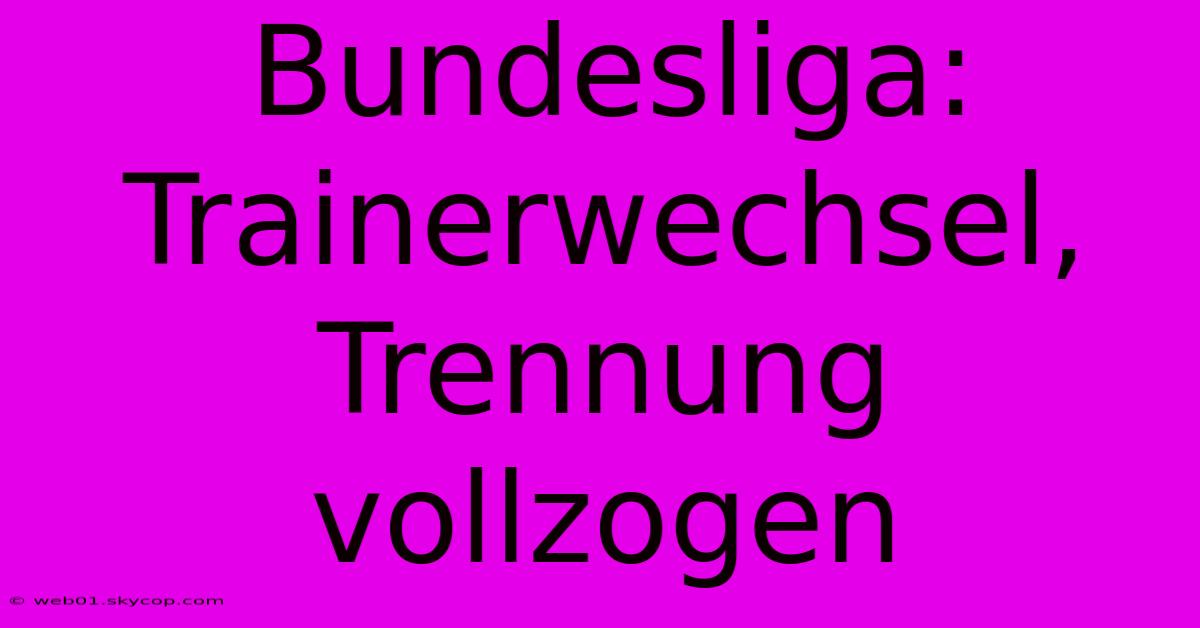 Bundesliga: Trainerwechsel, Trennung Vollzogen 