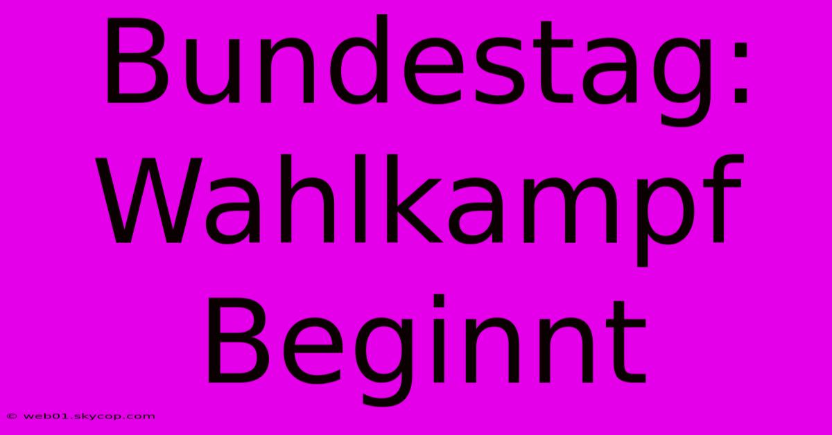 Bundestag: Wahlkampf Beginnt