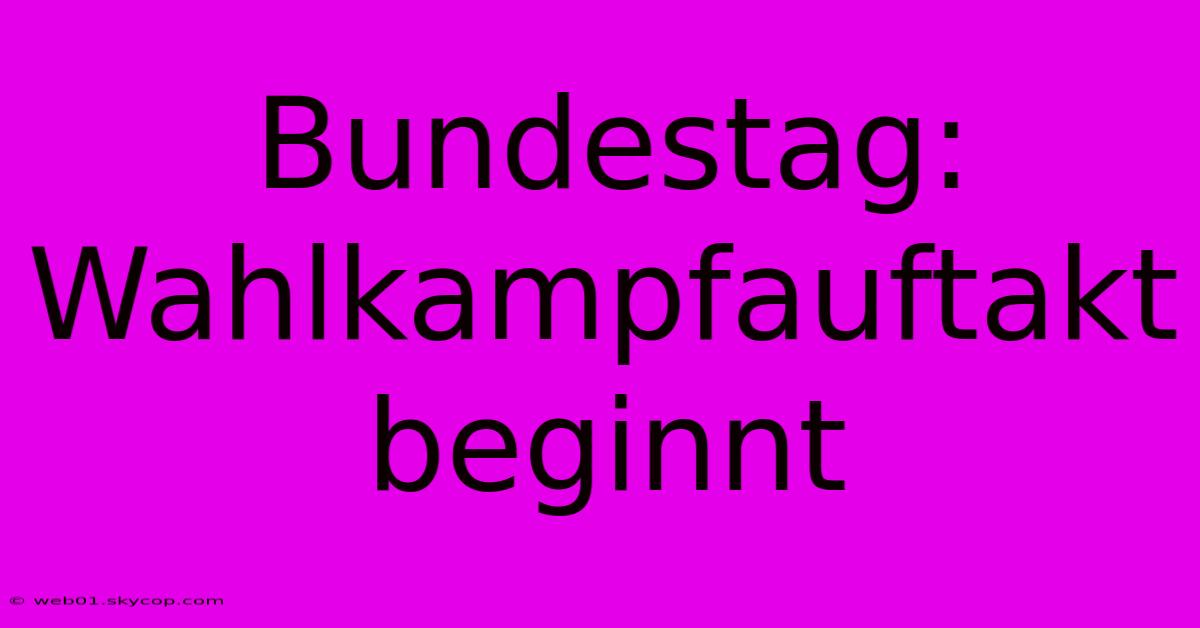 Bundestag: Wahlkampfauftakt Beginnt