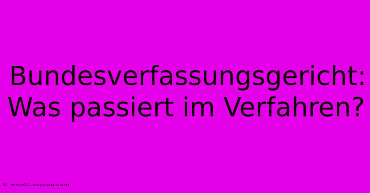 Bundesverfassungsgericht: Was Passiert Im Verfahren?