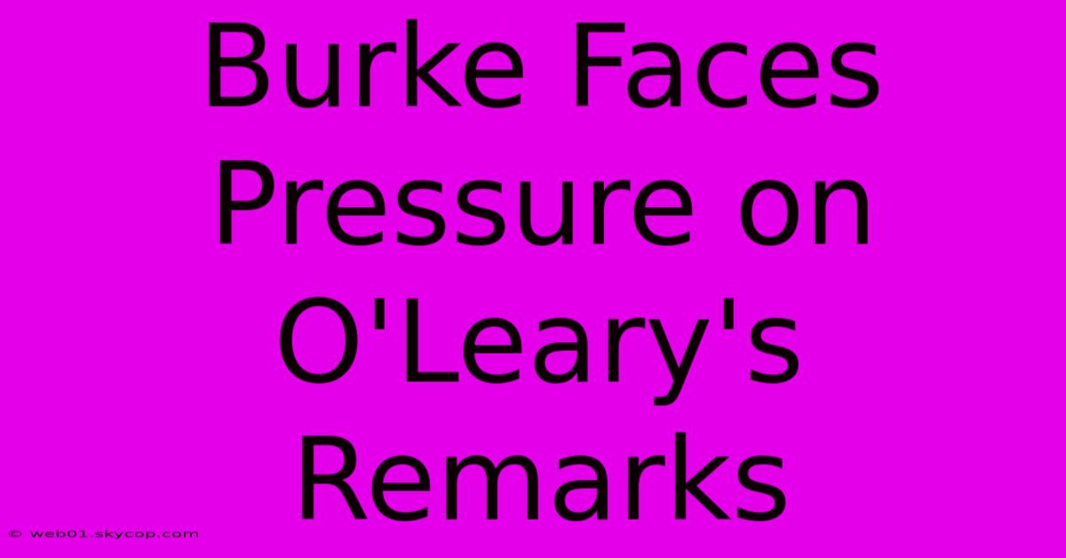 Burke Faces Pressure On O'Leary's Remarks