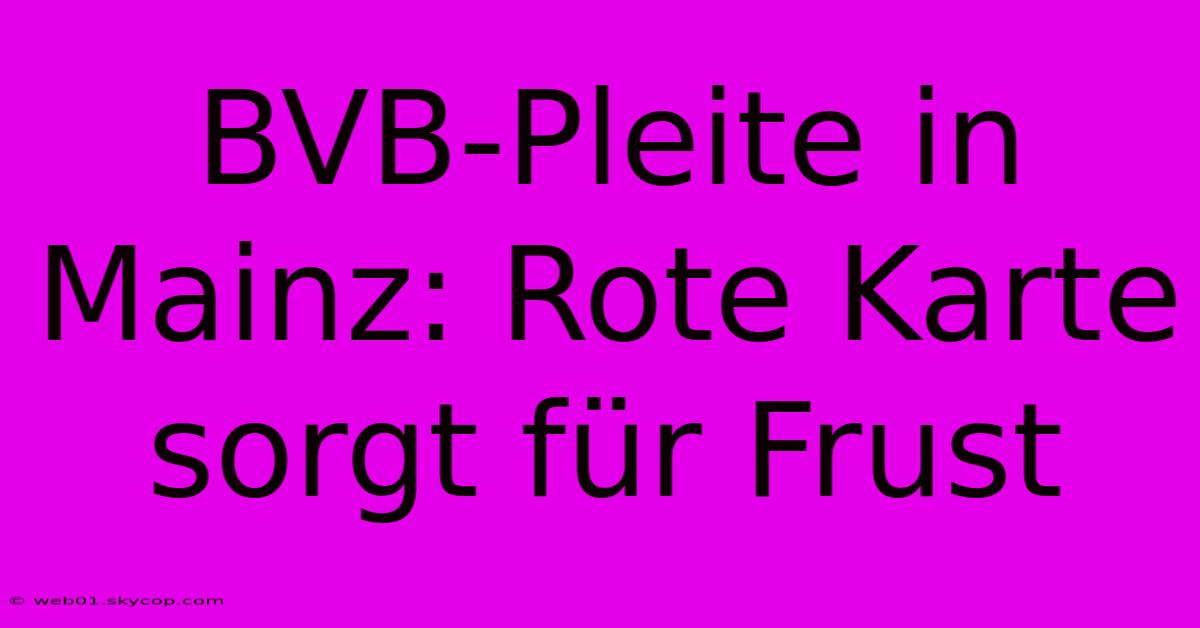 BVB-Pleite In Mainz: Rote Karte Sorgt Für Frust