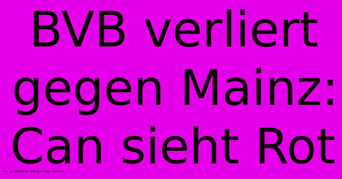 BVB Verliert Gegen Mainz: Can Sieht Rot