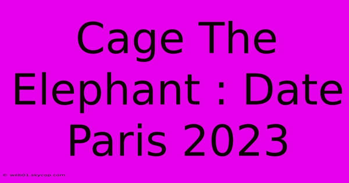 Cage The Elephant : Date Paris 2023