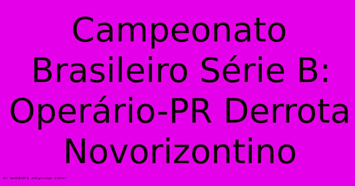 Campeonato Brasileiro Série B: Operário-PR Derrota Novorizontino