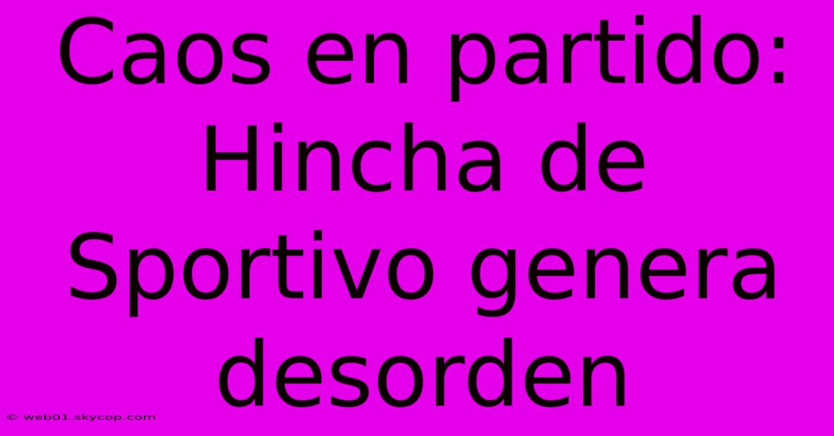 Caos En Partido: Hincha De Sportivo Genera Desorden 