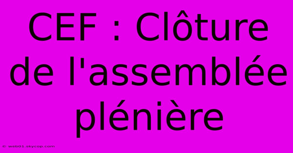 CEF : Clôture De L'assemblée Plénière