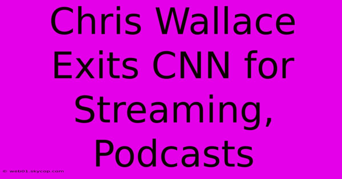 Chris Wallace Exits CNN For Streaming, Podcasts