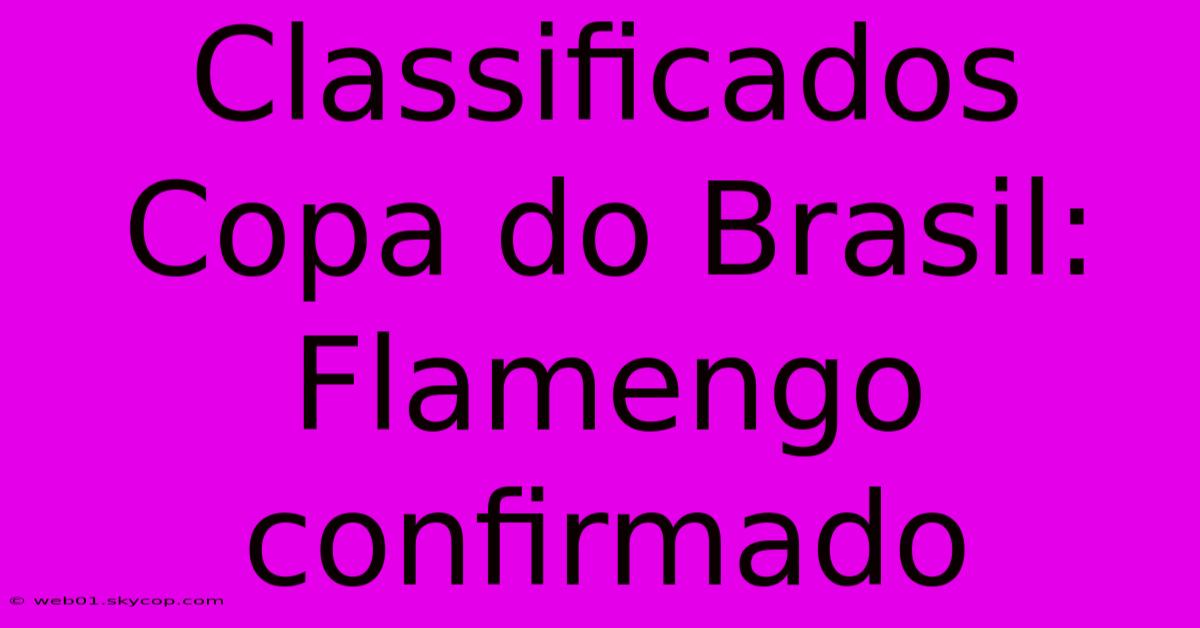 Classificados Copa Do Brasil: Flamengo Confirmado