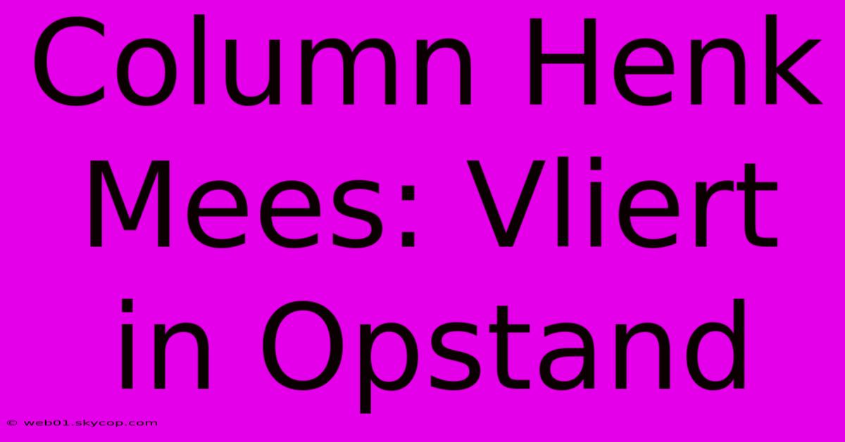 Column Henk Mees: Vliert In Opstand