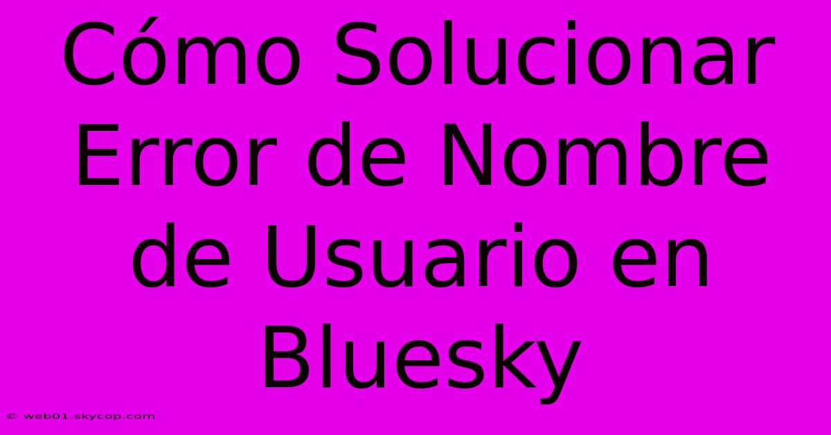 Cómo Solucionar Error De Nombre De Usuario En Bluesky 