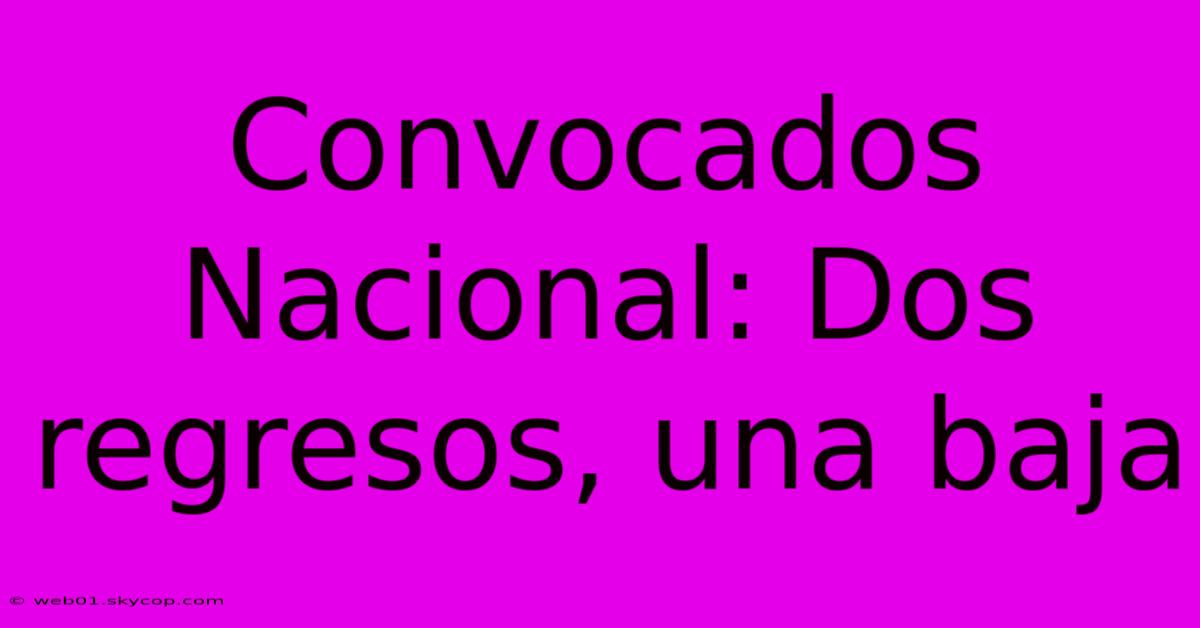 Convocados Nacional: Dos Regresos, Una Baja