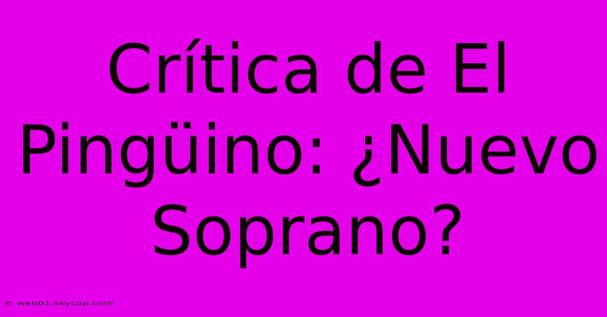 Crítica De El Pingüino: ¿Nuevo Soprano?