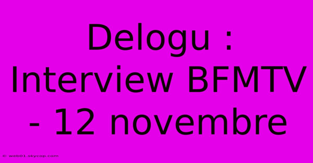 Delogu : Interview BFMTV - 12 Novembre 