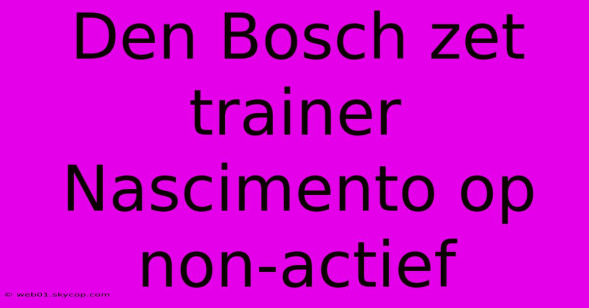 Den Bosch Zet Trainer Nascimento Op Non-actief